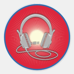 Pegatina Redonda Icono de auriculares DJ