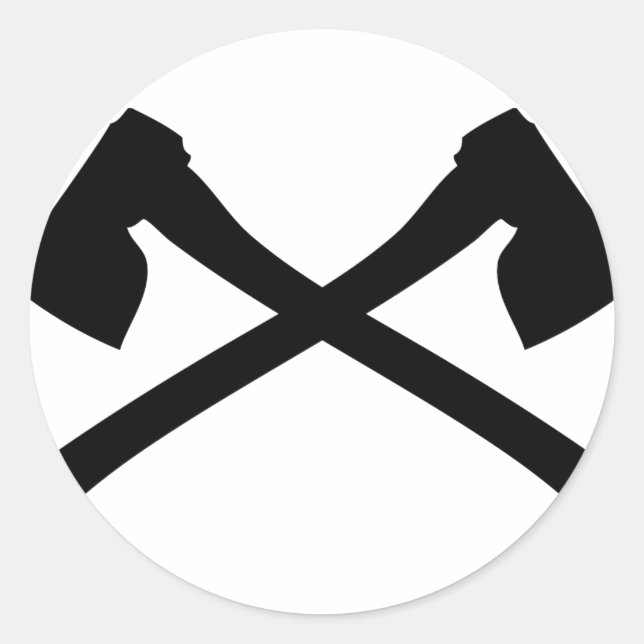 Pegatina Redonda icono de ax cruzado