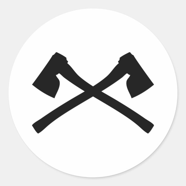 Pegatina Redonda icono de ax cruzado (Anverso)