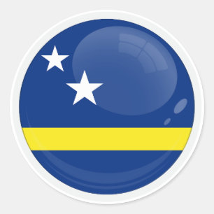 Pegatina Redonda Icono de bandera redonda de Curaçao