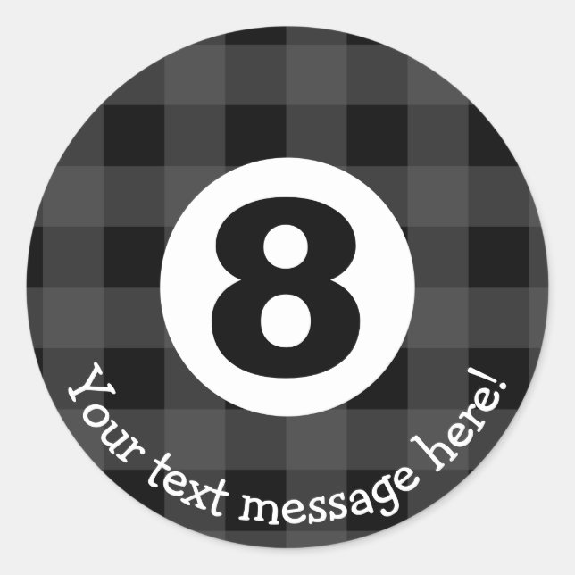 Pegatina Redonda Icono de bola de ocho billares (Anverso)