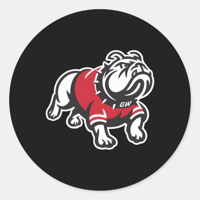 Pegatina Redonda Icono de Bulldog de ejecución de Gardner-Webb (Anverso)