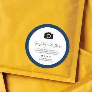 Pegatina Redonda Icono de cámara Ajuste de color de borde editable