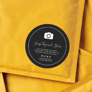 Pegatina Redonda Icono de cámara Color del Personalizado de ajuste 