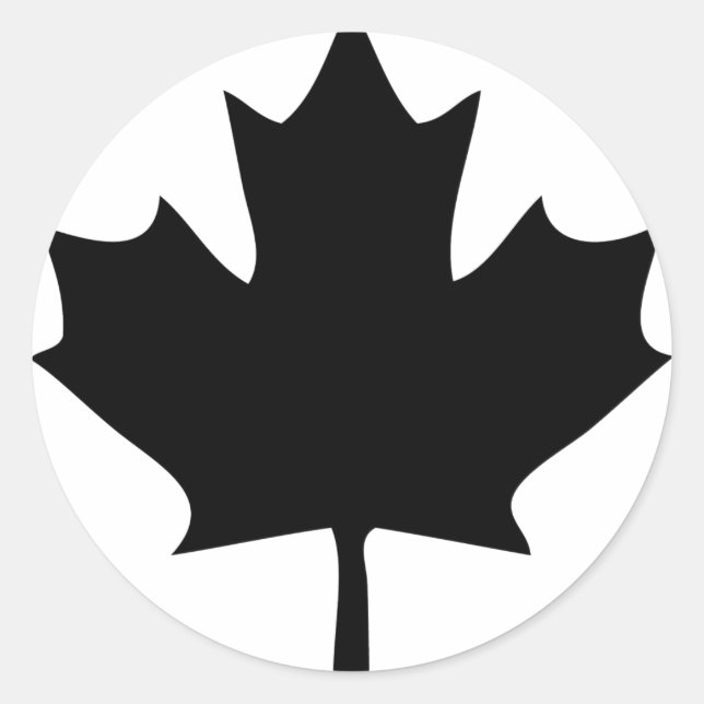 Pegatina Redonda icono de canadá maple leaf negro (Anverso)