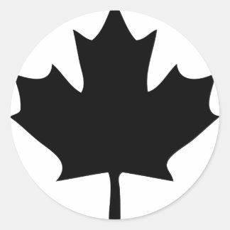 Pegatina Redonda icono de canadá maple leaf negro