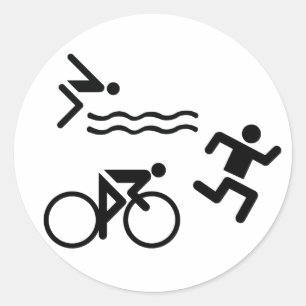 Pegatina Redonda icono de círculo triatlón
