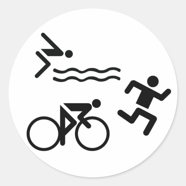 Pegatina Redonda icono de círculo triatlón (Anverso)