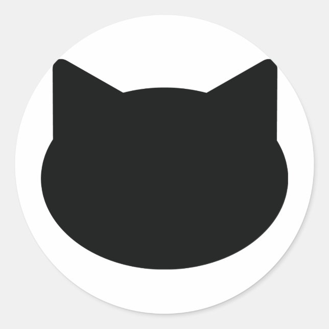 Pegatina Redonda icono de contorno de gato (Anverso)