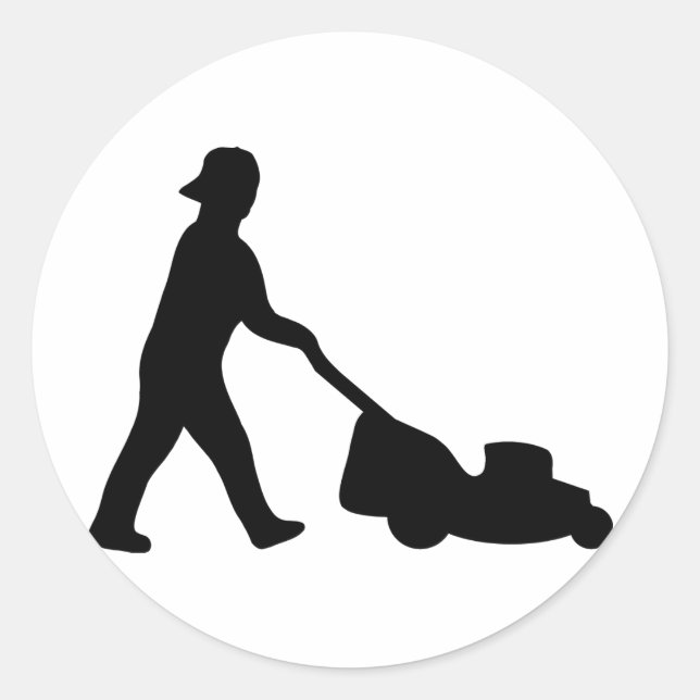 Pegatina Redonda icono de cortadora de césped (Anverso)