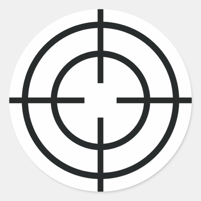 Pegatina Redonda icono de cruce de francotiradores negros (Anverso)