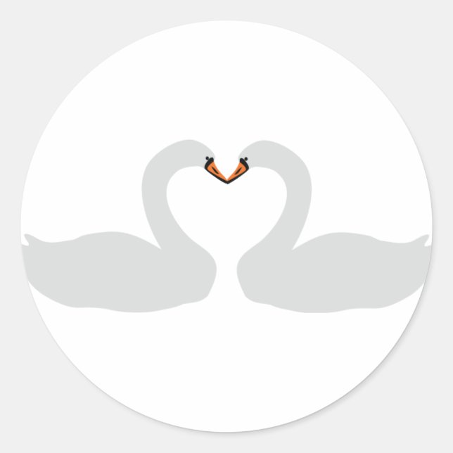 Pegatina Redonda icono de dos cisnes blancos (Anverso)