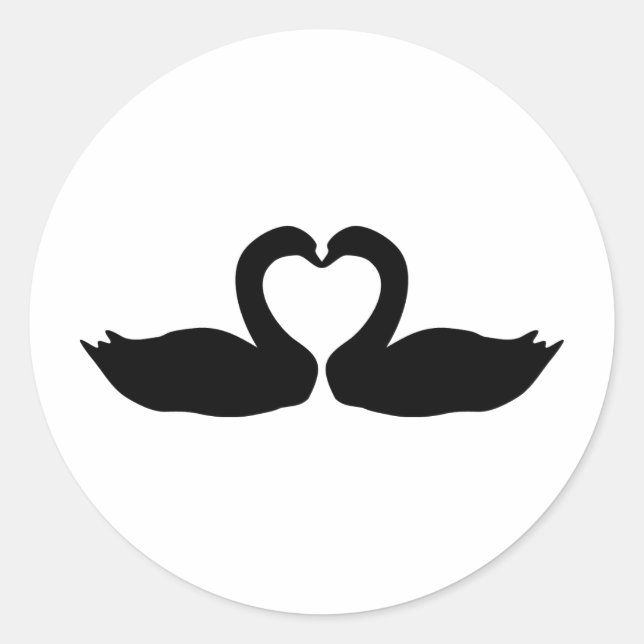 Pegatina Redonda icono de dos cisnes negros (Anverso)