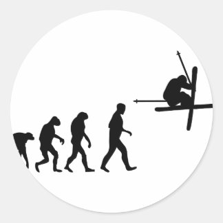 Pegatina Redonda icono de evolución de esquí