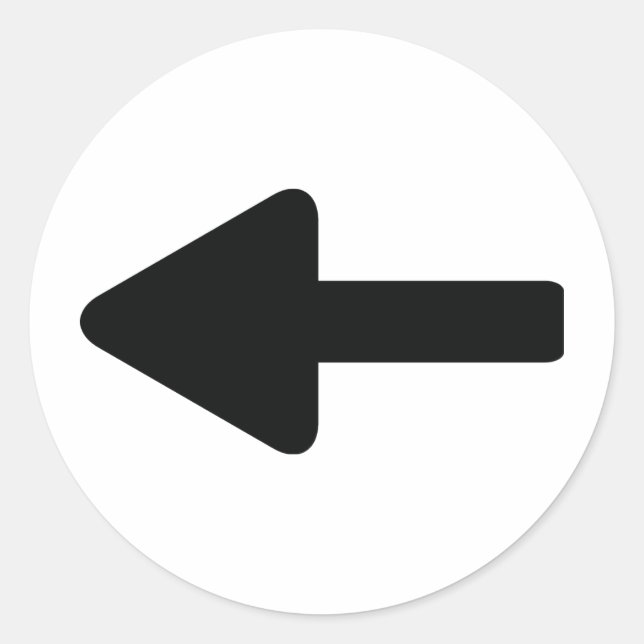 Pegatina Redonda icono de flecha a la izquierda (Anverso)