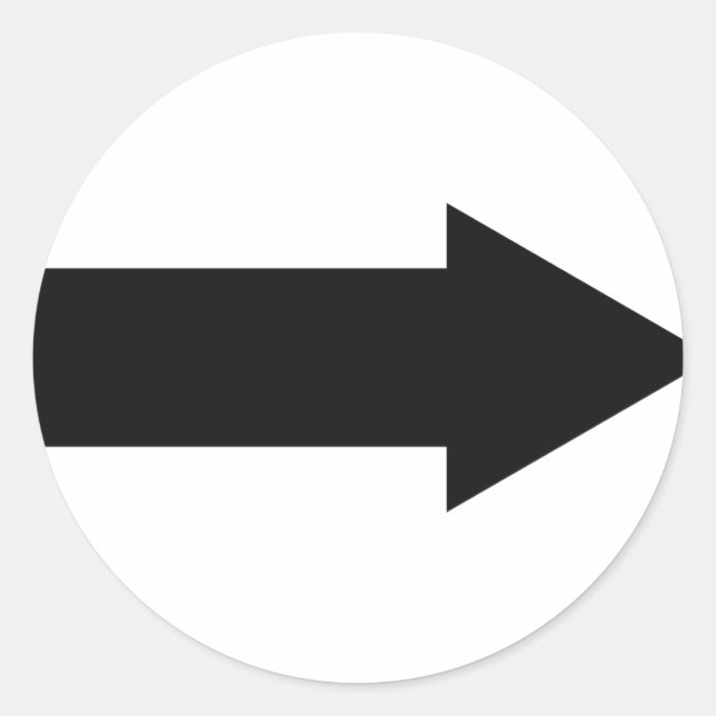 Pegatina Redonda icono de flecha negra derecha (Anverso)