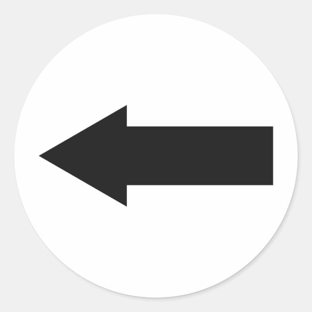 Pegatina Redonda icono de flecha negra izquierda (Anverso)