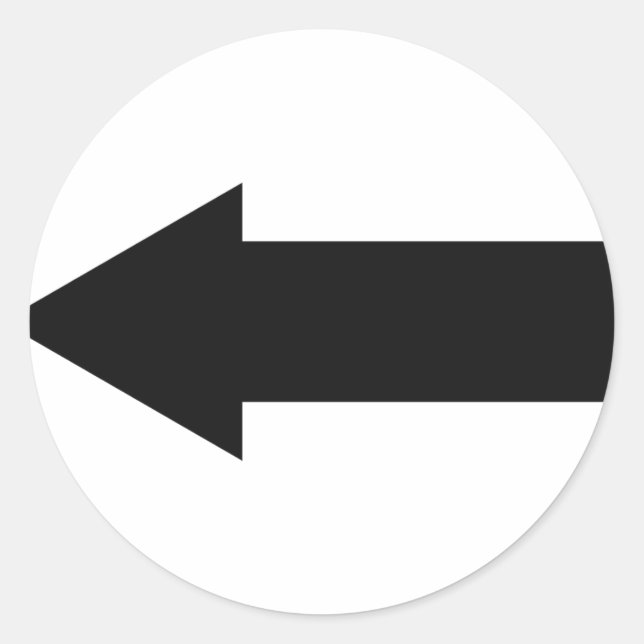 Pegatina Redonda icono de flecha negra izquierda (Anverso)