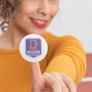 Pegatina Redonda Icono de Hervidores Modernos de Morado y Amarillo