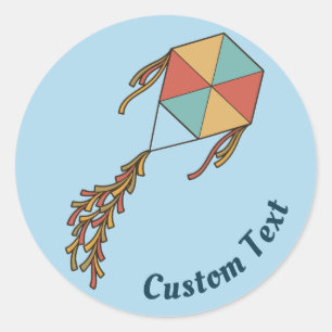 Pegatina Redonda Icono de kite azul