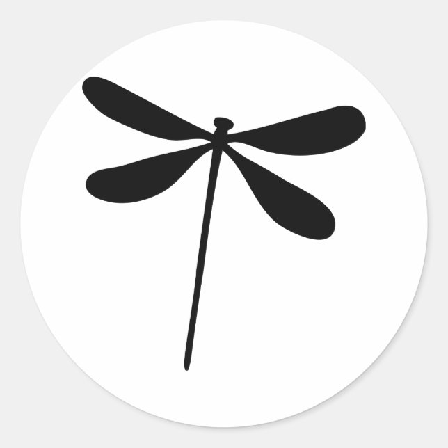 Pegatina Redonda icono de la mosca del dragón negro (Anverso)