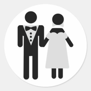 Pegatina Redonda icono de la pareja de novias