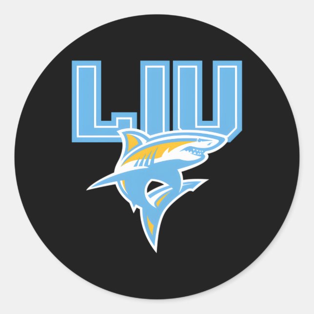 Pegatina Redonda Icono de Liu para tiburones de Long Island (Anverso)