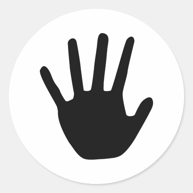 Pegatina Redonda icono de mano negra (Anverso)