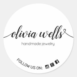 Pegatina Redonda Icono de medios sociales de escritura manuscrita