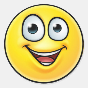 Pegatina Redonda Icono de miniaturas de emoticonos hacia arriba