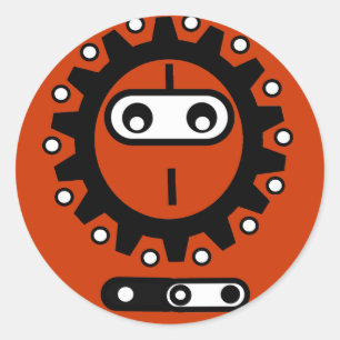 Pegatina Redonda Icono de ninja de bicicleta