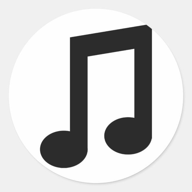 Pegatina Redonda icono de nota de música negra (Anverso)