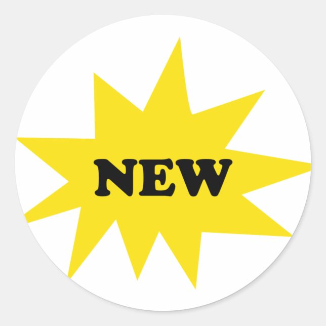 Pegatina Redonda icono de nuevo producto (Anverso)