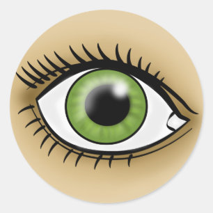 Pegatina Redonda Icono de Ojo Verde