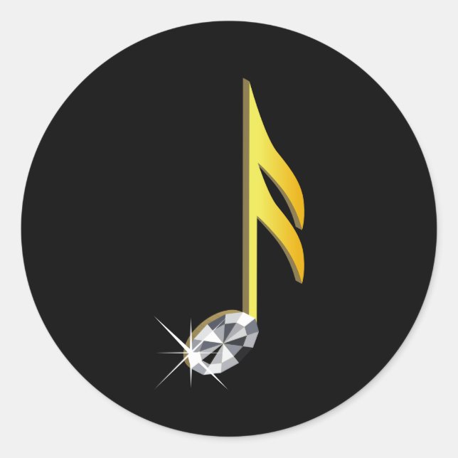 Pegatina Redonda Icono de oro de una nota musical 1/16 (Anverso)