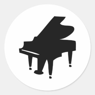 Pegatina Redonda icono de piano negro