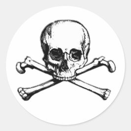 Pegatina Redonda Icono de piratas de cráneo y cruz