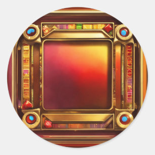 Pegatina Redonda Icono de ranura del Rey del Corazón"