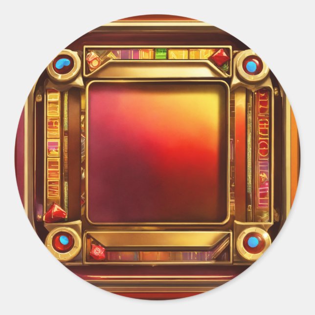 Pegatina Redonda Icono de ranura del Rey del Corazón" (Anverso)