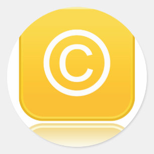 Pegatina Redonda Icono de símbolo de derechos de autor amarillo