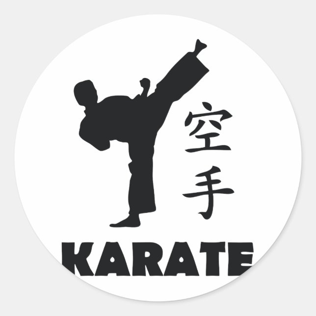 Pegatina Redonda icono de símbolos chinos de karate man (Anverso)