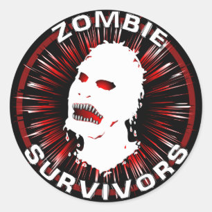 Pegatina Redonda Icono de sobrevivientes zombis