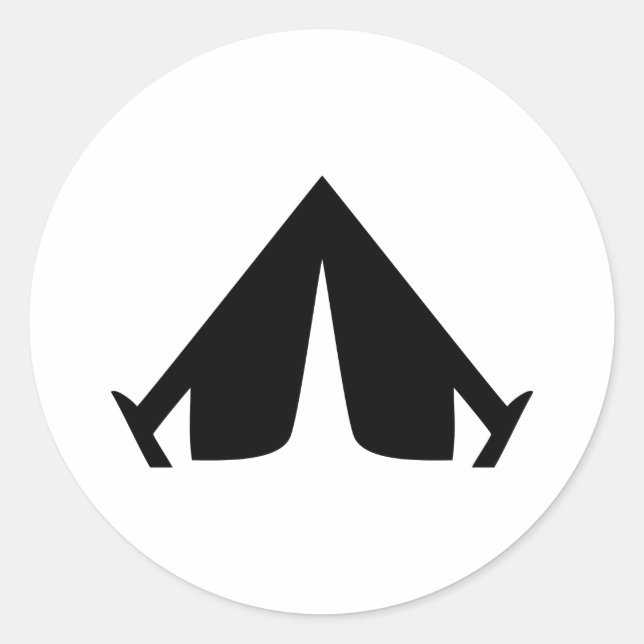 Pegatina Redonda icono de tendido de acampada (Anverso)