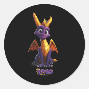 Pegatina Redonda Icono de videojuego retro Adorable Purple Dragon