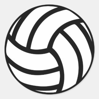 Pegatina Redonda Icono de voleibol negro