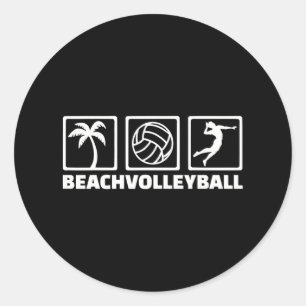 Pegatina Redonda Icono de voleibol playa