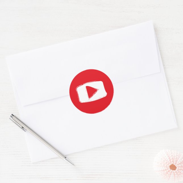 Pegatina Redonda Icono de YouTube (Sobre)