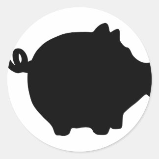 Pegatina Redonda icono del banco negro de cerdo