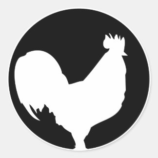 Pegatina Redonda icono del gallo negro