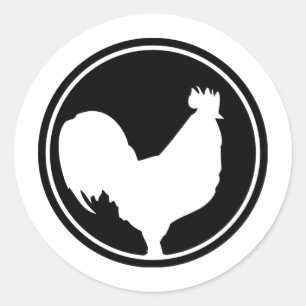Pegatina Redonda icono del gallo negro